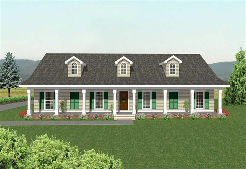 Front elevation of Country home (ThePlanCollection: House Plan #123-1041)