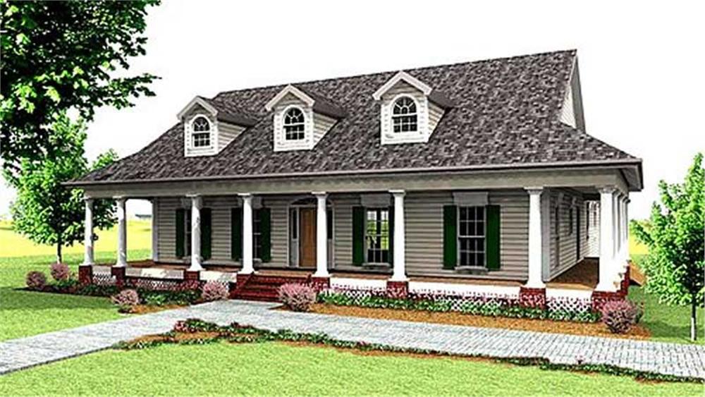 Front elevation of Country home (ThePlanCollection: House Plan #123-1066)