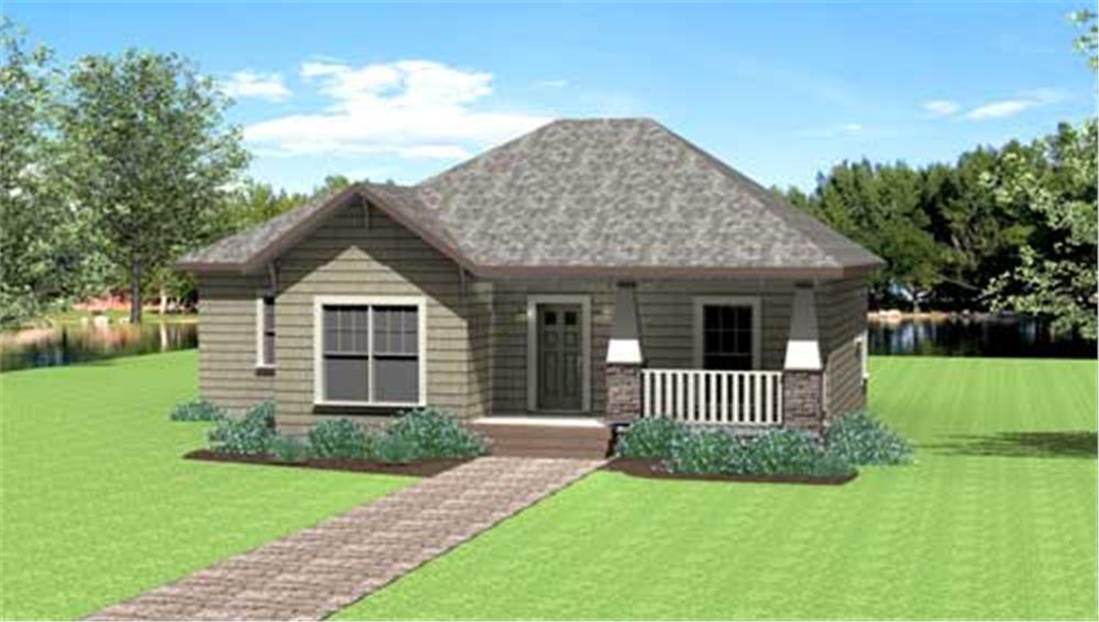 This image shows the front elevation for these country home plans.