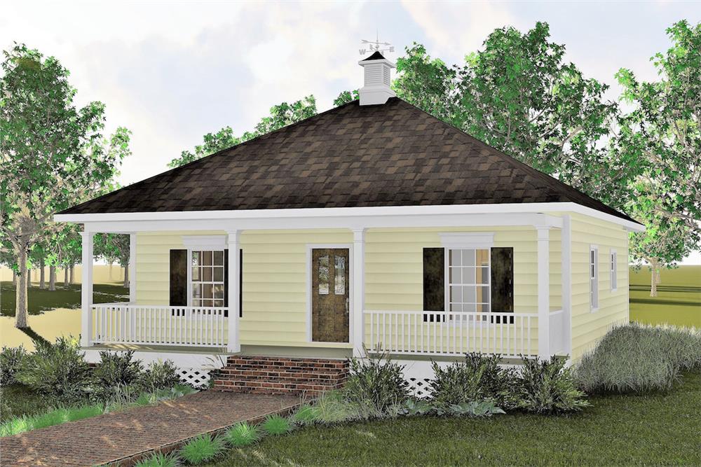 Color rendering of Bungalow home plan (ThePlanCollection: House Plan #123-1085)
