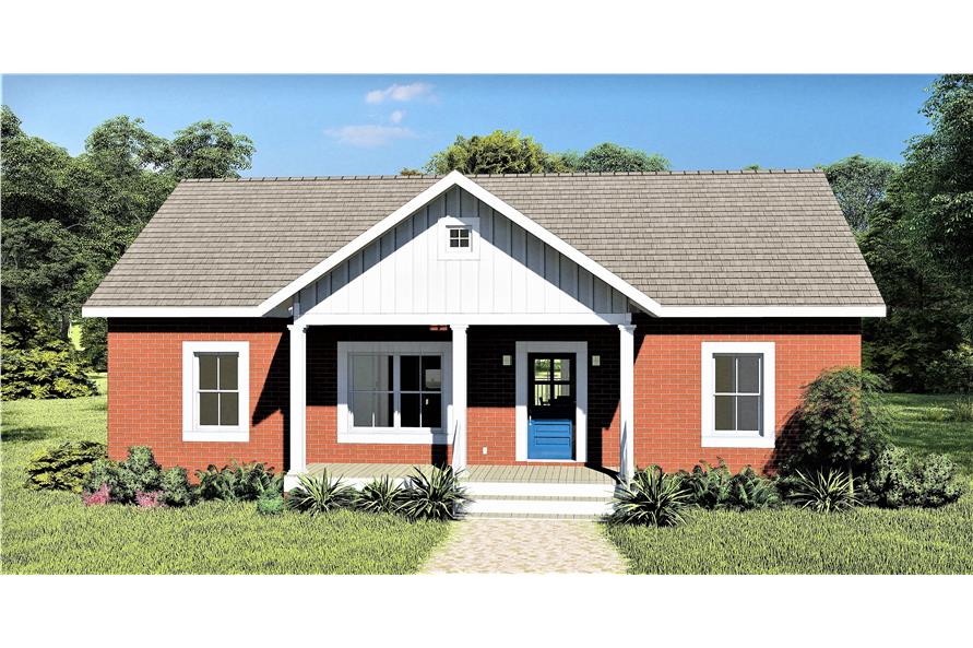 123-1100: Home Plan Rendering-Front View