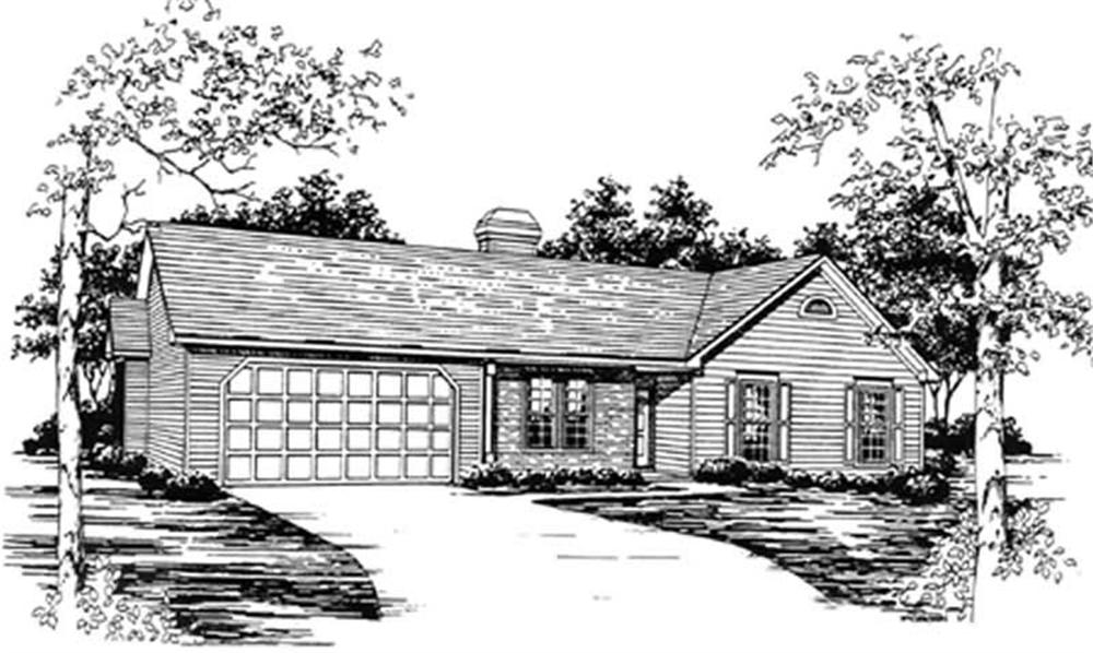 Ranch home (ThePlanCollection: Plan #124-1014)
