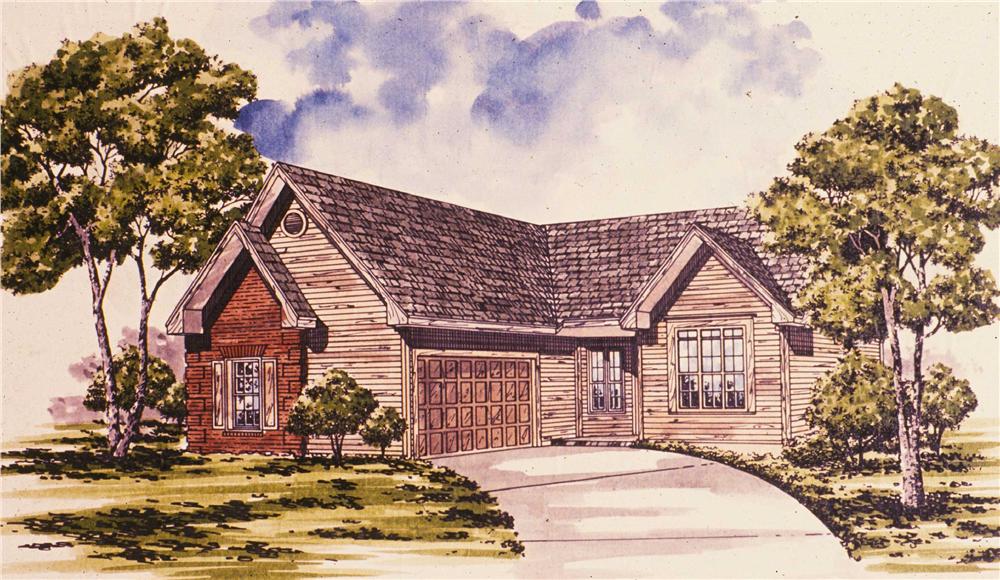 Front elevation of Ranch home (ThePlanCollection: House Plan #124-1092)