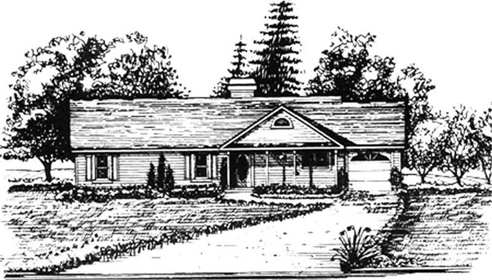 Front elevation of Ranch home (ThePlanCollection: House Plan #124-1110)