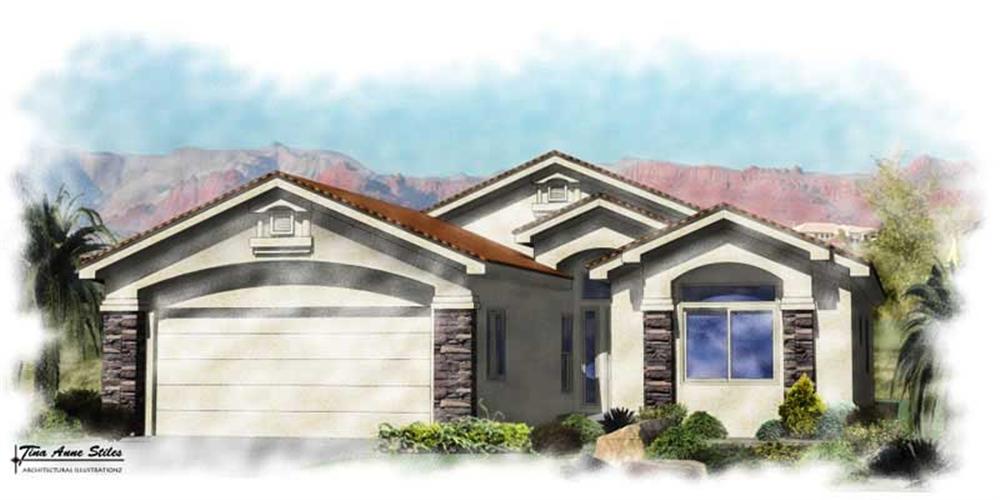 Front elevation of Contemporary home (ThePlanCollection: House Plan #125-1022)