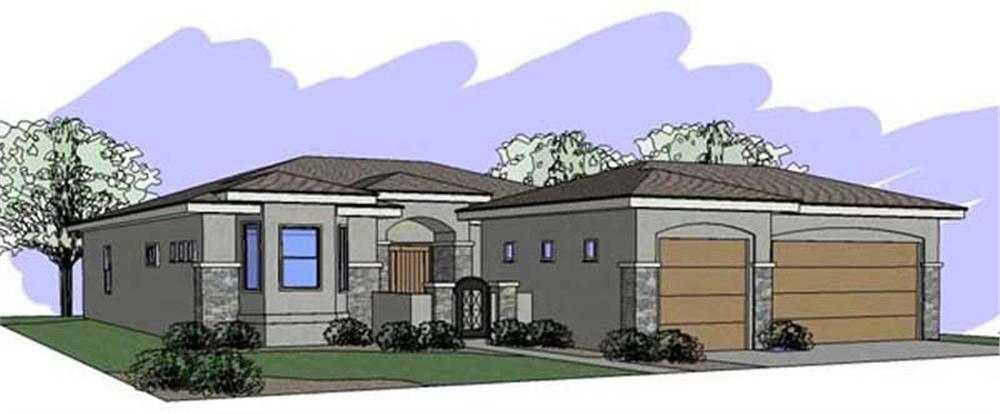 Front elevation of Contemporary home (ThePlanCollection: House Plan #125-1046)