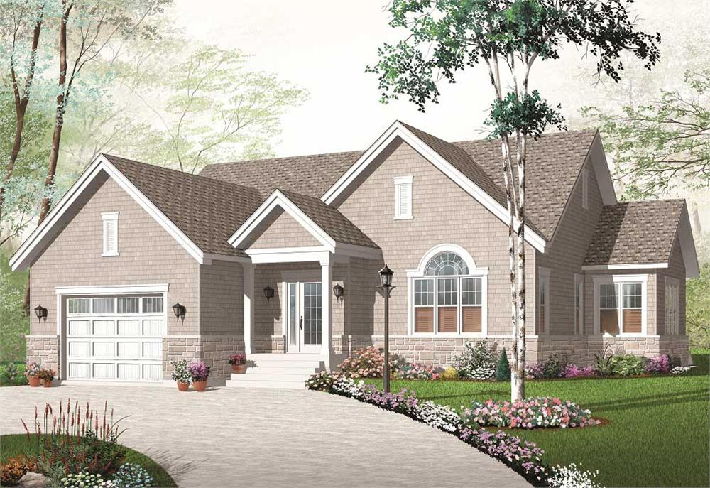 This is a computer rendering of these Country House Plans.