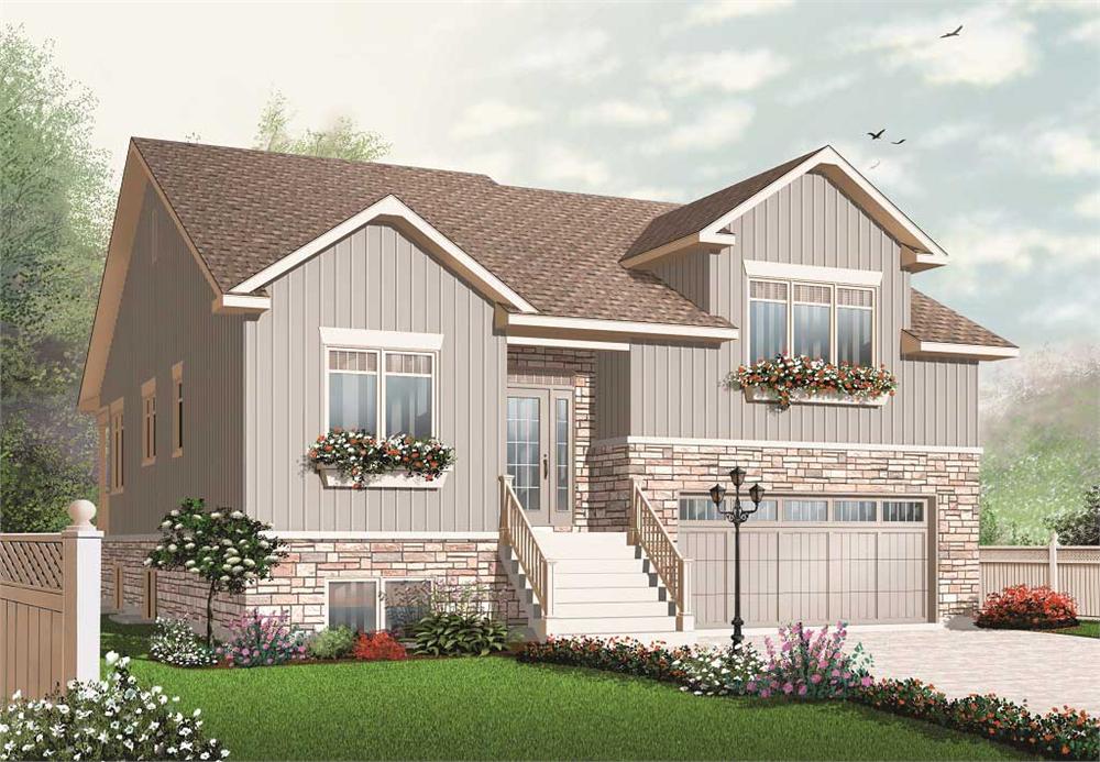 Computerized front elevation of House Plan 126-1083