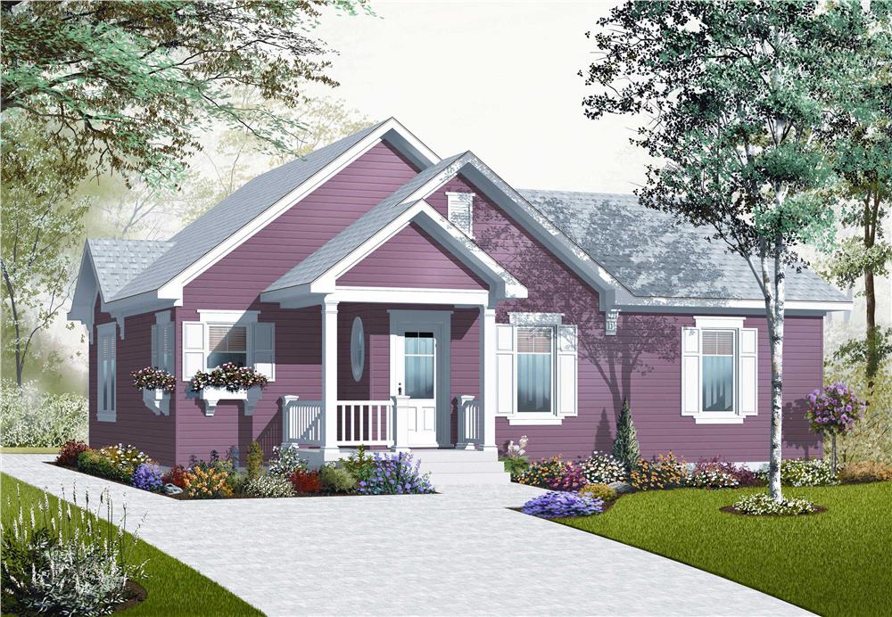 This is the front elevation of these Traditional Country House Plans.