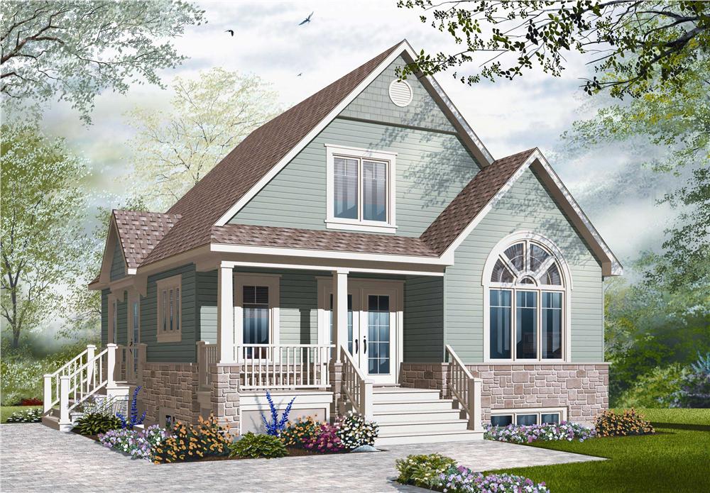 Front elevation of Craftsman home (ThePlanCollection: House Plan #126-1100)