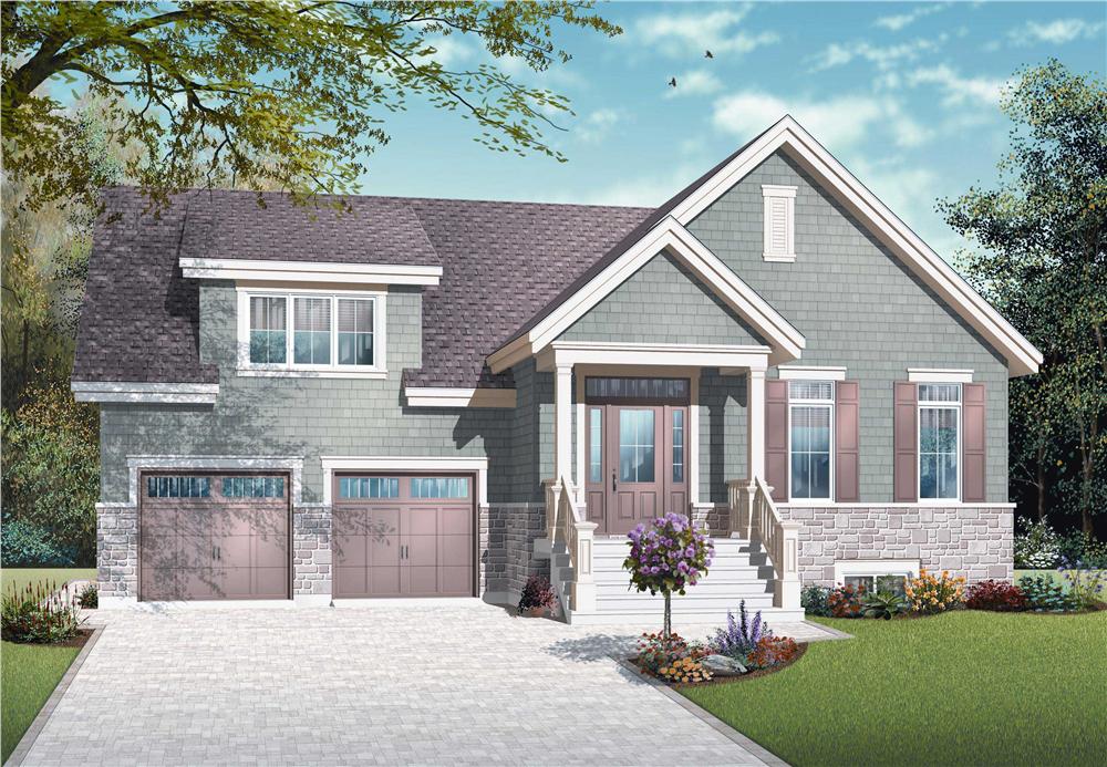 This is image is the front elevation for these Craftsman House Plans.