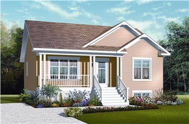 2-Bedroom, 911 Sq Ft Country House Plan - 126-1121 - Front Exterior