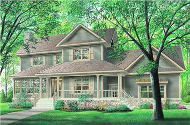 3-Bedroom, 2089 Sq Ft Country Home Plan - 126-1212 - Main Exterior