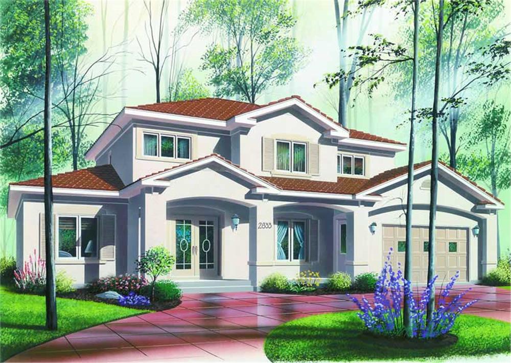 Front elevation of Contemporary home (ThePlanCollection: House Plan #126-1290)