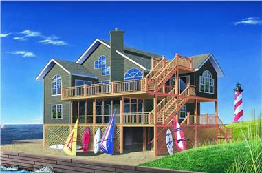 5-Bedroom, 2380 Sq Ft Vacation Homes House Plan - 126-1299 - Front Exterior