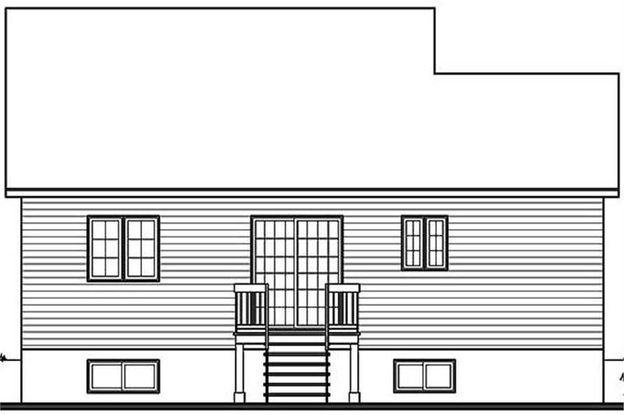 Home Plan Rear Elevation of this 2-Bedroom,920 Sq Ft Plan -126-1300