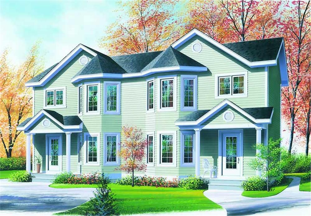 Front elevation of Multi-Unit home (ThePlanCollection: House Plan #126-1302)