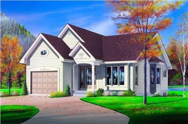2-Bedroom, 1103 Sq Ft Bungalow House Plan - 126-1306 - Front Exterior