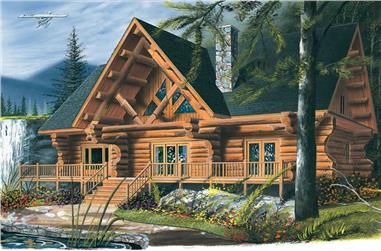 4-Bedroom, 3493 Sq Ft Log Cabin Home Plan - 126-1327 - Main Exterior