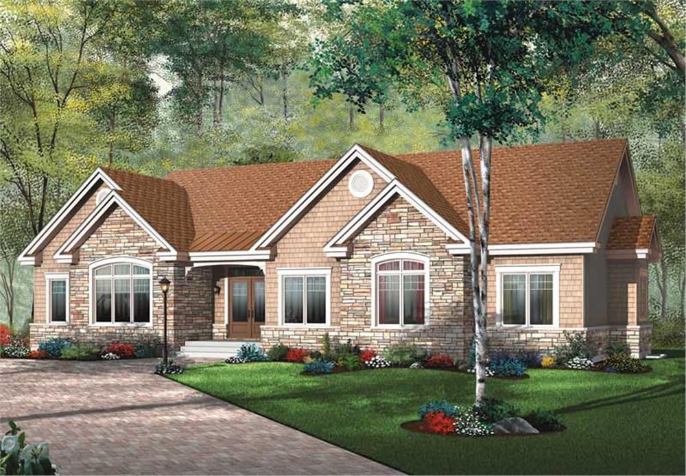Front elevation of Ranch home (ThePlanCollection: House Plan #126-1406)