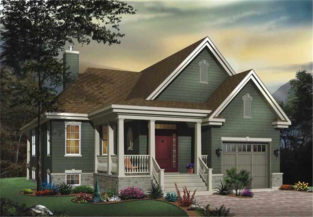 Front elevation of Bungalow home (ThePlanCollection: House Plan #126-1534)