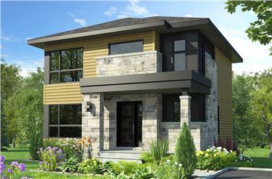 3-Bedroom, 1525 Sq Ft Contemporary House Plan - 126-1908 - Front Exterior