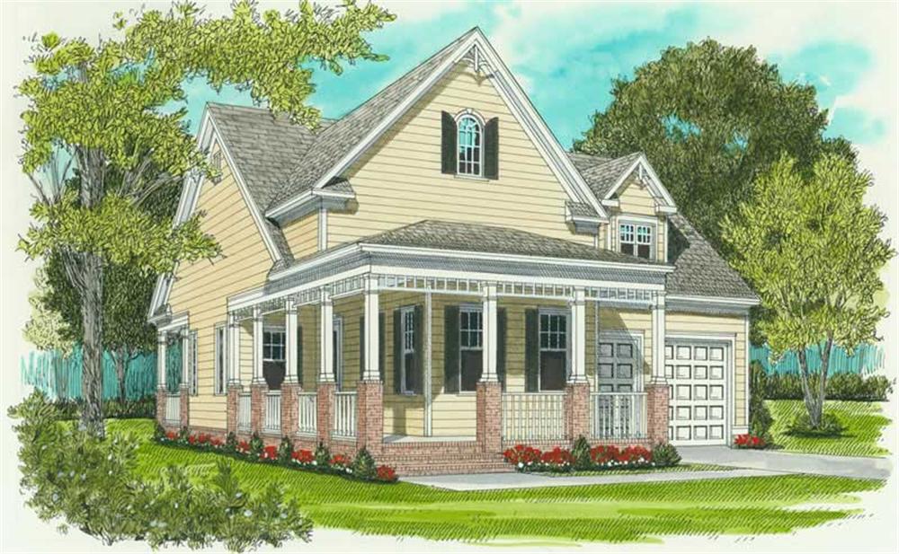 Front elevation of Colonial home (ThePlanCollection: House Plan #127-1001)