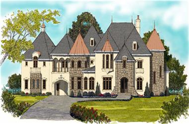 6-Bedroom, 6140 Sq Ft French House Plan - 127-1045 - Front Exterior