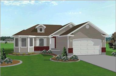 3-Bedroom, 1325 Sq Ft Contemporary Home Plan - 129-1011 - Main Exterior