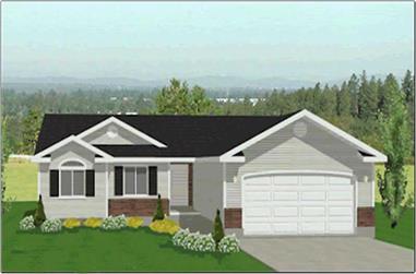3-Bedroom, 1309 Sq Ft Contemporary Home Plan - 129-1039 - Main Exterior