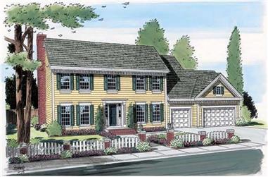 1-Bedroom, 2920 Sq Ft Colonial Home Plan - 131-1000 - Main Exterior