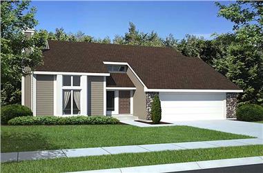 3-Bedroom, 1784 Sq Ft Contemporary House Plan - 131-1034 - Front Exterior