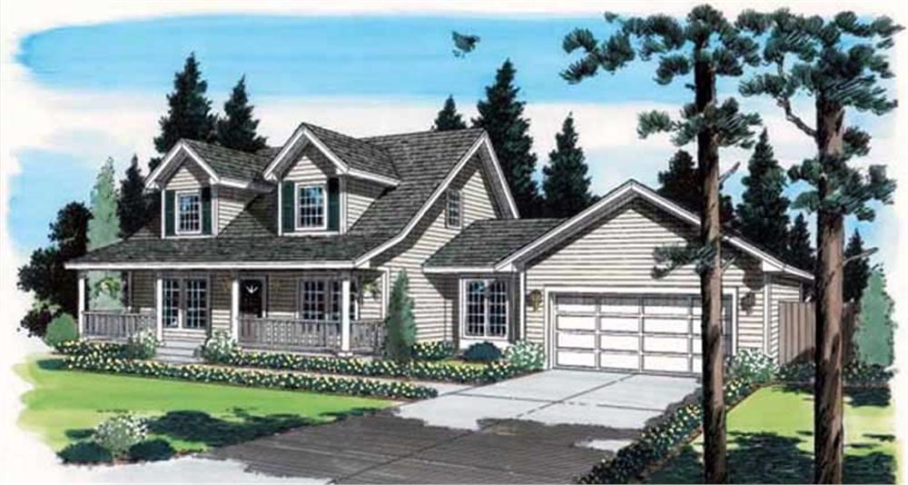 Front elevation of Cape Cod home (ThePlanCollection: House Plan #131-1077)