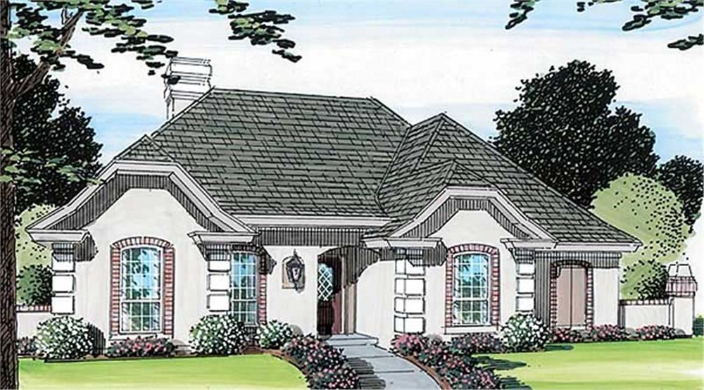 Front elevation of European home (ThePlanCollection: House Plan #131-1200)