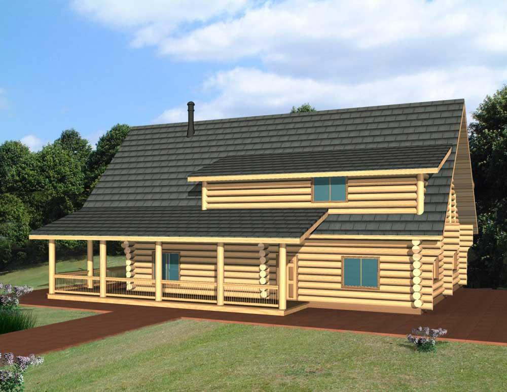 Front Elevation of this Log Cabin House (#132-1144) at The Plan Collection.