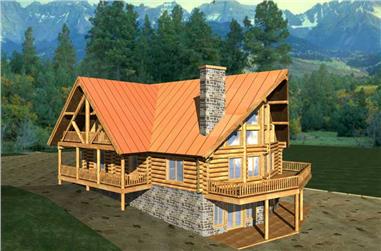 6-Bedroom, 3725 Sq Ft Log Cabin Home Plan - 132-1179 - Main Exterior