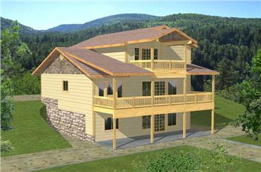 3-Bedroom, 2569 Sq Ft Log Cabin Home Plan - 132-1190 - Main Exterior