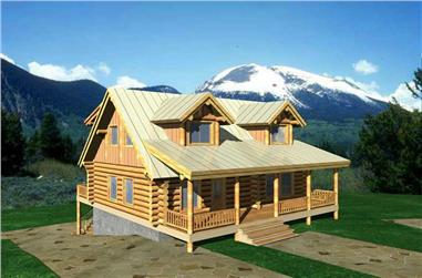 1-Bedroom, 2591 Sq Ft Log Cabin Home Plan - 132-1220 - Main Exterior
