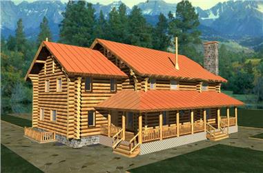 3-Bedroom, 3324 Sq Ft Log Cabin Home Plan - 132-1268 - Main Exterior
