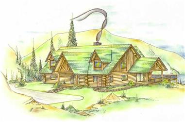 3-Bedroom, 2155 Sq Ft Log Cabin House Plan - 132-1276 - Front Exterior