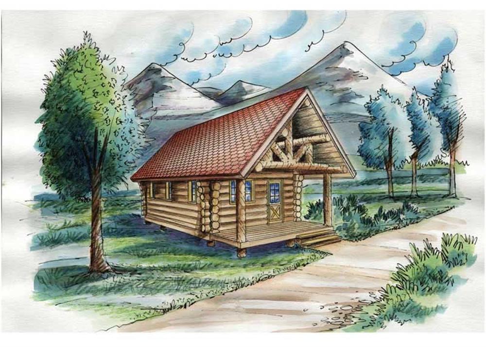 Front Elevation of this Log Cabin House (#132-1281) at The Plan Collection.