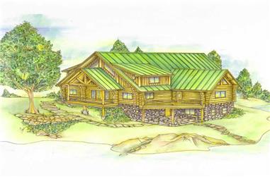 2-Bedroom, 4215 Sq Ft Log Cabin Home Plan - 132-1287 - Main Exterior