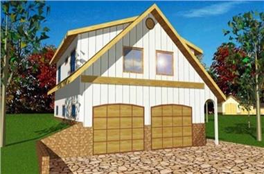2-Bedroom, 962 Living Sq Ft Garage with Apartment Plan - 132-1312 - Front Exterior