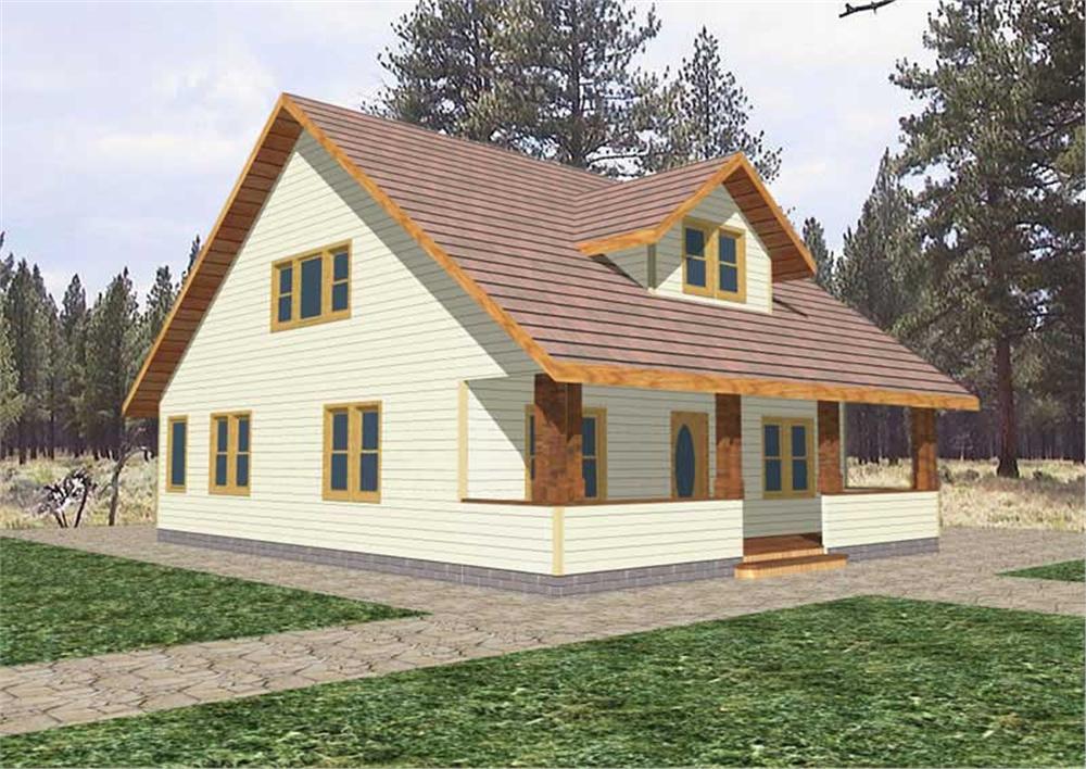 Front Elevation of this Ranch House (#132-1318) at The Plan Collection.