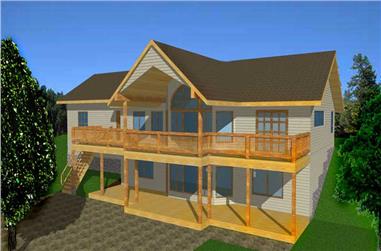4-Bedroom, 2544 Sq Ft Log Cabin House Plan - 132-1335 - Front Exterior