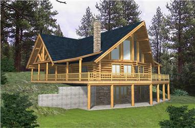 3-Bedroom, 3805 Sq Ft Log Cabin Home Plan - 132-1357 - Main Exterior