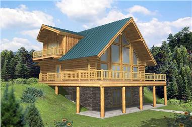 3-Bedroom, 2057 Sq Ft Log Cabin House Plan - 132-1399 - Front Exterior