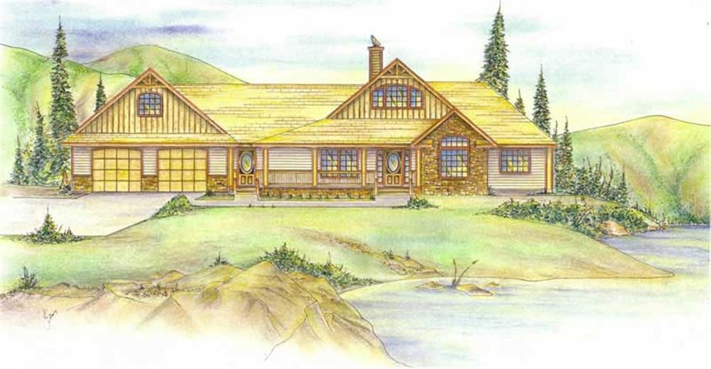 Front Elevation of this Country House (#132-1404) at The Plan Collection.