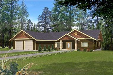 4-Bedroom, 4484 Sq Ft Ranch House Plan - 132-1409 - Front Exterior