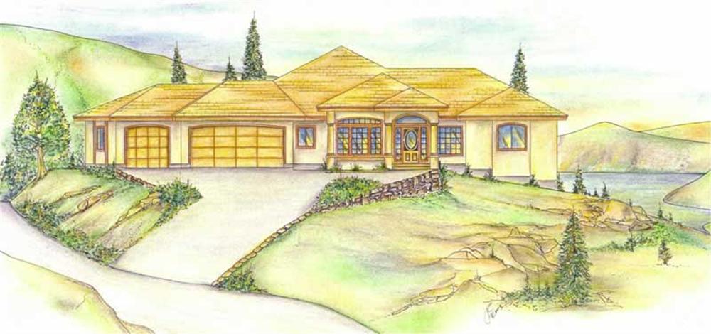 Front Elevation of this Contemporary House (#132-1424) at The Plan Collection.